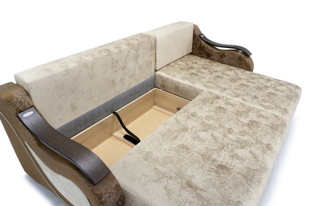 Диван угловой тик-так Дублин бежевый / коричневый